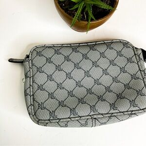 VINTAGE Ralph Lauren Gray Patterned Cosmetic/ Travel  Bag